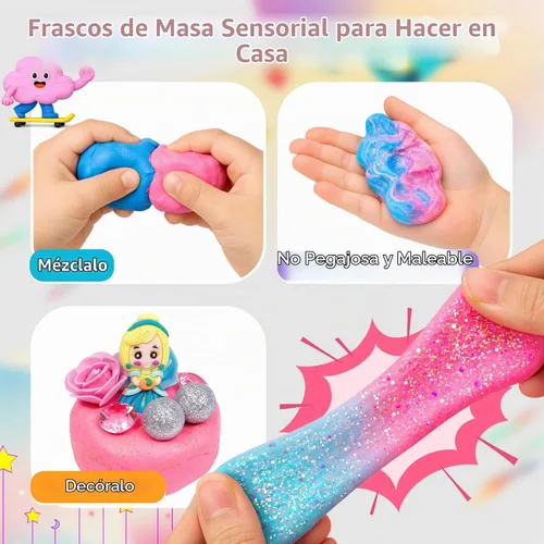 Vista 5 de Paquete de 8 tarros de masa sensoriales, kit de juego reutilizable