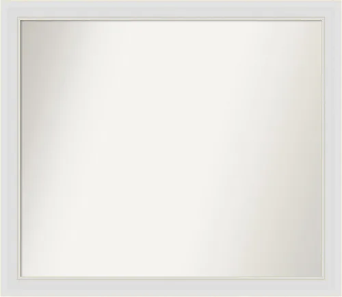 Vista 137 de Amanti Art Espejo de baño blanco para sobre el fregadero, 24 x 26 pulgadas, espejo rectangular blanco y blanco, marco de madera contemporáneo