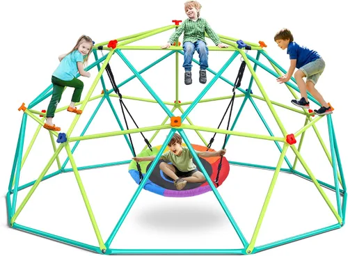 Vista 9 de Hapfan 7.2 ft Tall Climbing Dome Swing Set with Saucer Swing for Kids 3-12 Large Jungle Gym Dome Climber, 950lbs Total Capacity, Rust-resistant