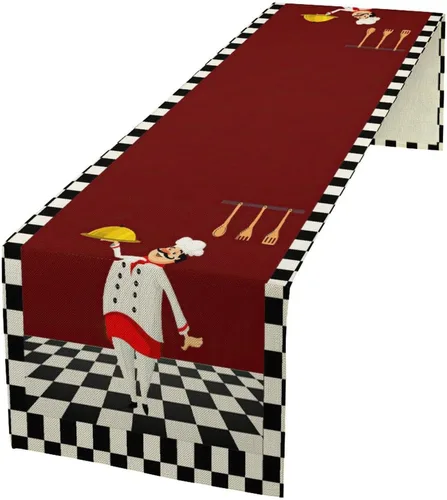 Vista 12 de Camino de mesa de lino de algodón, cuchillo de cocina occidental, tenedor, colección de mesa rectangular, desierto salvaje oeste americano