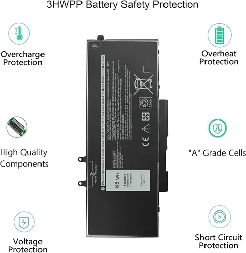 Vista 4 de XCMRD - Batería de iones de litio de 40 Wh de 14.8 V MR90Y compatible con Dell Inspiron 14R 14 17R 15 15R 3000 5000 3421 3521 3543 3721 5521 5537