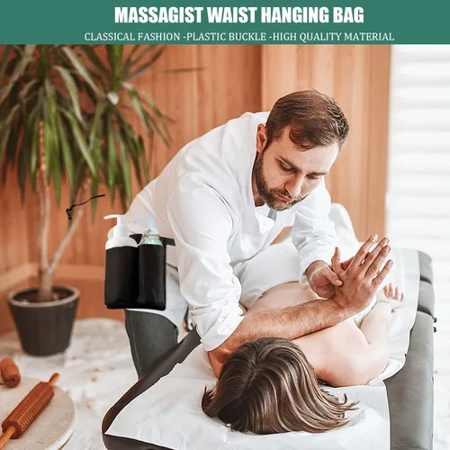 Vista 7 de Pacify Funda de masaje con 2 bolsillos, bolsa de botella de aceite ajustable para loción de masaje para terapeuta