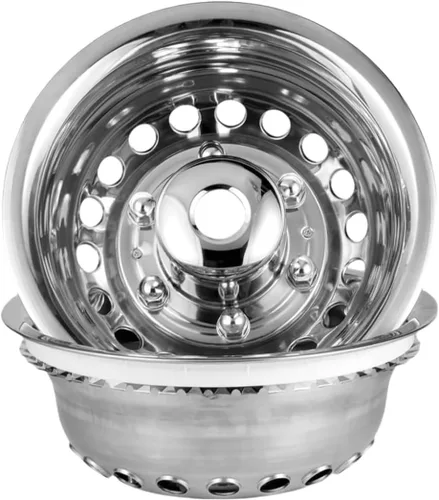Vista 5 de Juego de simuladores de rueda de acero inoxidable pulido de 16 pulgadas para doble rueda, compatible con Dodge, Mercedes y Freightliner Sprinter Van
