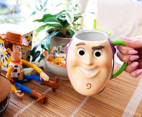 Vista 6 de Silver Buffalo Disney - Taza de té (cerámica), diseño de búfalo 3D, Toy Story Buzz, Blanco/Verde