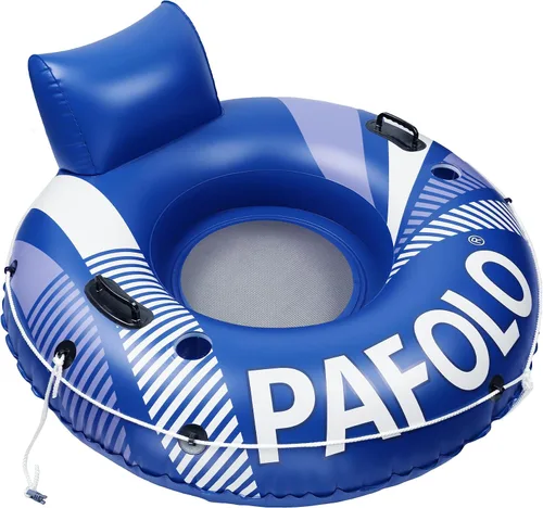 Vista 8 de Flotadores de piscina para adultos, tubos de río resistentes de 53 pulgadas y 450 libras para flotar con cuerda de agarre para reposacabezas, 2