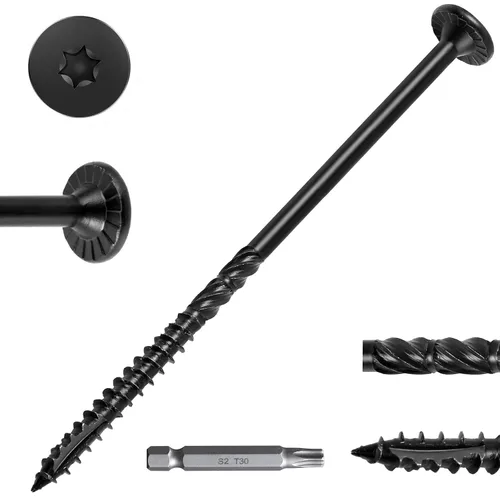Vista 12 de FMhotu 100 Tornillos para Madera Negros con Cabeza de Estrella de 2-7/8 Pulgadas - Tornillos Resistentes al Óxido para Terrazas de Madera