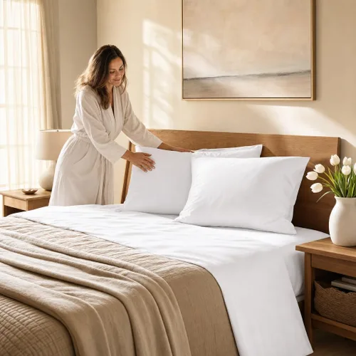 Vista 6 de Pacific Linens Juego de 12 fundas de almohada de percal suave, de lujo, sin arrugas, mezcla de algodón Polly de 200 hilos, ropa de cama de grado