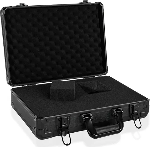 Vista 10 de Estuche de transporte de 11 pulgadas con espuma precortada en cubitos personalizable, carcasa de aluminio, construcción robusta de aleación