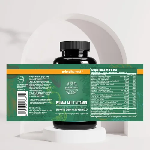Vista 4 de Primal Harvest Suplementos multivitamínicos y de colágeno para mujeres y hombres, paquete de cápsulas multivitamínicas y péptidos de colágeno