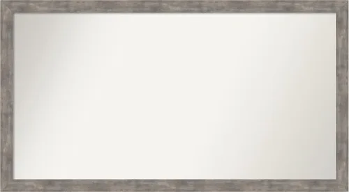 Vista 115 de Amanti Art Silver Bathroom Mirror for Over Sink, 26x45 Custom Made Marred Pewter Rectangle Vanity Mirror, Oversize Casual Wood Frame, Hangs Estaño