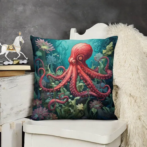 Vista 17 de Cojines Decorativos para Sala - Fundas de cojín cuadradas suaves de pulpo, 20 x 20 pulgadas, náutico, costero, playa, casa, vida marina, decoración