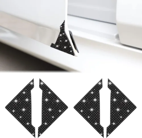 Vista 9 de TOMALL Protectores de borde de esquina de puerta de automóvil, 4 unidades, con diamantes de imitación brillantes, antiarañazos, calcomanía para AB