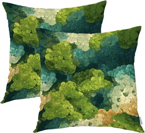 Vista 9 de Batmerry Autumn Maple Leaves Throw Pillow Covers, red Fall Orange Leaves Decorative Pillow Covers Digital Printing Blended for Couch Sofa Bed