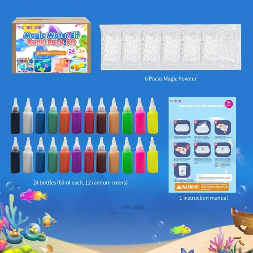 Vista 7 de Kit de recambio de 24 botellas de gel para manualidades, elfo de agua mágico, fabricante de juguetes para días lluviosos y lazos familiares, regalo