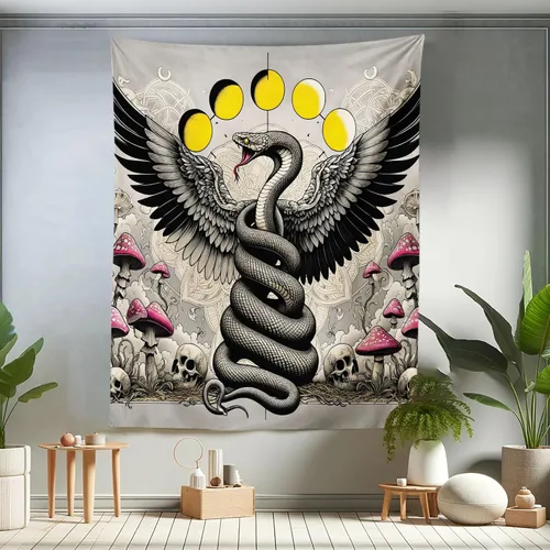 Vista 106 de Ambesonne Tapiz hippie, abrazo de hongos de ensueño y árbol de la vida místico y mandal verde, decoración de tela para colgar en la pared