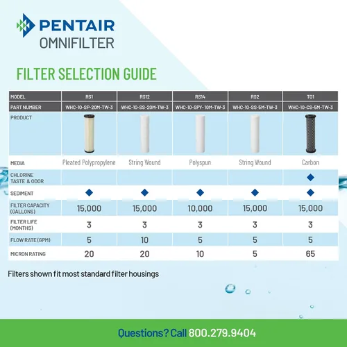 Vista 4 de Pentair OMNIFilter Sistema de Filtración de Agua para Toda la Casa con Válvula en la Cabeza de 10" de Tarea Estándar con Alivio de Presión
