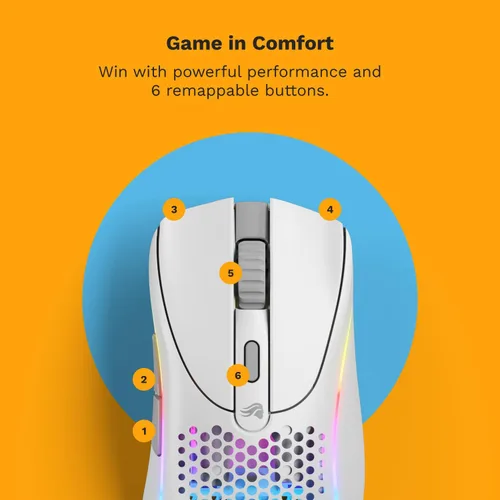 Vista 3 de Glorious Gaming - Mouse ergonómico inalámbrico modelo D 2, superligero 2.33 oz, hasta 210 horas de duración de la batería, sensor óptico de 26 K, 6