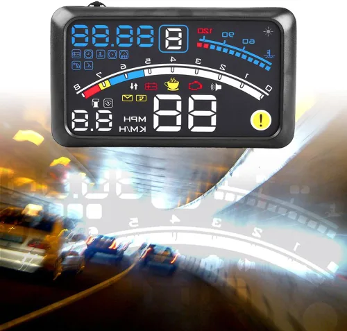 Vista 4 de Universal 5.9 "Coche HUD Display MPH/KM/h Over Speed Limit Advertencia Plug and Play Proyector con película para coches con OBDII o EUOBD Interfaz