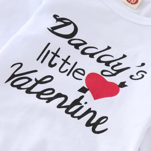 Vista 3 de TBUIALL Trajes de dos piezas para niñas recién nacidas, bebés, niñas, estampado de algodón, otoño, invierno, día de San Valentín, largo para bebé