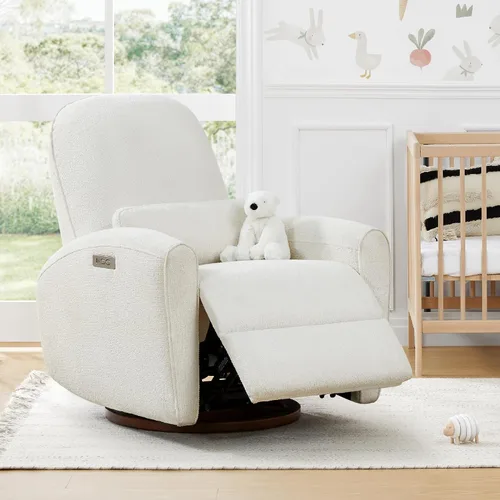 Vista 5 de Watson & Whitely Sillas reclinables eléctricas, mecedora giratoria para cuarto de bebé, con soporte lumbar y almohada lumbar y base de madera maciza