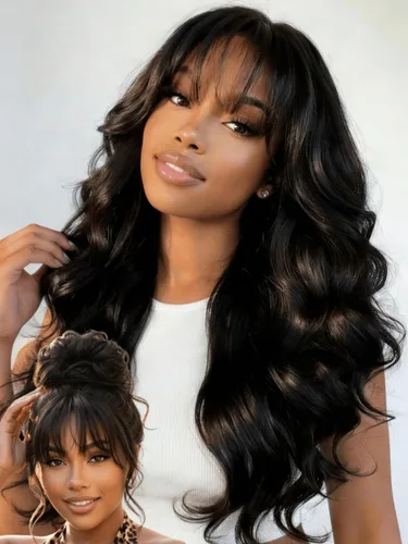 Vista 19 de Julia Hair Peluca de cabello humano ondulado degradado 12A con reflejos en V, parte en U, sombra y raíz, balayage, sin pegamento, cabello virgen