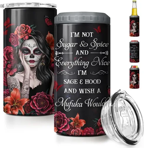 Vista 15 de SANDJEST Vaso para Amantes de los Libros Estante 4 en 1 Vaso de 12 oz Enfriador de Lata Coozie Vaso delgado de acero inoxidable Regalo