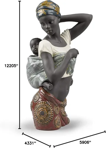 Vista 7 de LLADRÓ Figura de madre africana. Figura madre de porcelana.