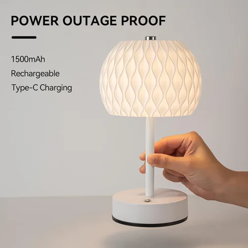 Vista 2 de Lámpara de mesa pequeña a pilas, 3 temperaturas de color, recargable, control táctil, lámpara de escritorio regulable, luz nocturna LED inalámbrica