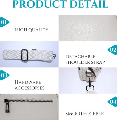 Vista 5 de Bolsos cruzados para mujer, bolso cruzado de cuero moderno para cámara con correa de guitarra, bolso de hombro pequeño