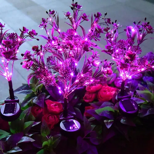 Vista 7 de Aolyty Luces solares decorativas para jardín al aire libre, paquete de 2 luces solares Phalaenopsis de flores, impermeables, IP65, luces solares