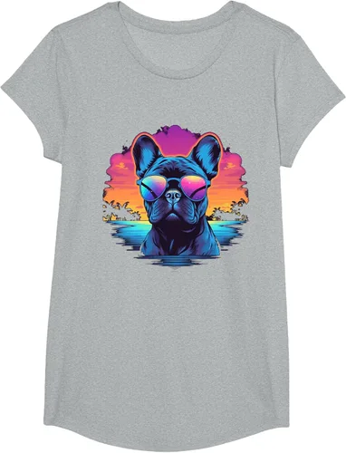 Vista 47 de Camiseta de perro Bulldog Francés para hombres y mujeres, Negro