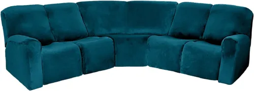 Vista 15 de MINGPINHUIUS Funda elástica de terciopelo para sofá reclinable en la esquina, funda curvada para sofá modular, funda elástica suave para sofá Marrón