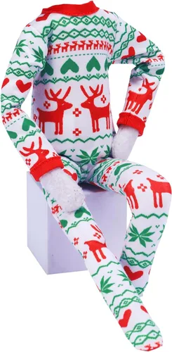 Vista 4 de E-TING Ropa de Papá Noel, pijama de pijama para muñeca elfa, accesorios de Navidad, ropa (reno de Navidad)