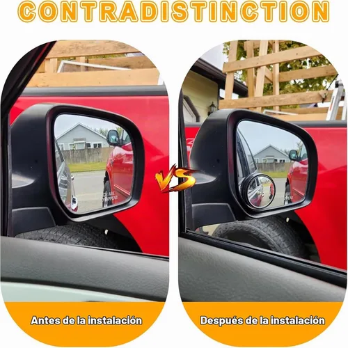 Vista 9 de Espejo retrovisor convexo redondo de vidrio HD de 2 pulgadas con marco, espejo de punto ciego para automóvil, gran angular de 360 grados con parte