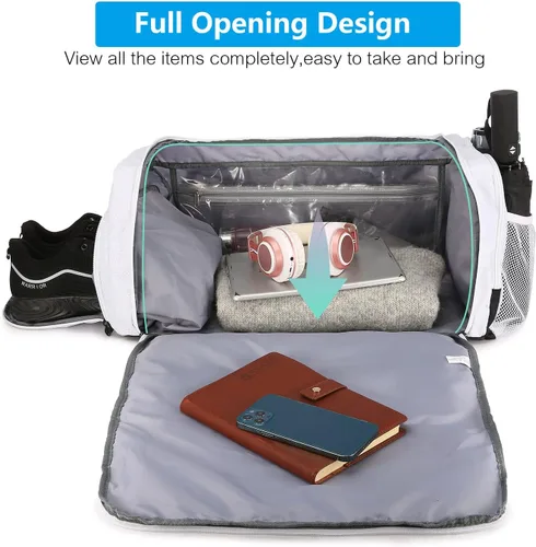 Vista 2 de Sucipi Bolsa de gimnasio para hombres y mujeres, bolsas de viaje pequeñas con compartimento para zapatos y bolsillo húmedo, bolsa ligera de fin