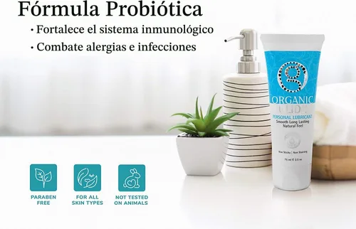 Vista 2 de Lubricante natural probiótico 100 % comestible para uso personal de Organic Glide. Tubo de 2.5 onzas