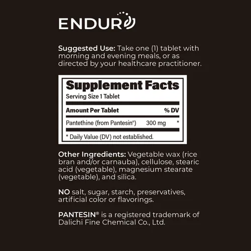Vista 6 de Endurance Products Endur Pantethine de Pantesin, función hepática y suplemento de equilibrio de colesterol saludable, fórmula de liberación