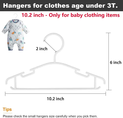 Vista 8 de [Usado] GoodtoU Perchas para niños, paquete de 100 perchas blancas de 10.2 pulgadas para bebés y niños pequeños, ropa pequeña para organización