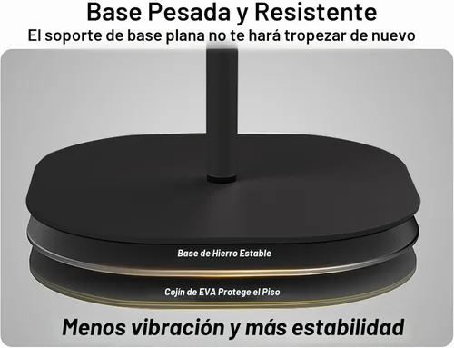 Vista 3 de Soporte de micrófono Hocoder con base pesada, soporte de micrófono de piso con altura ajustable de 18" a 63", soporte para cantar con soporte