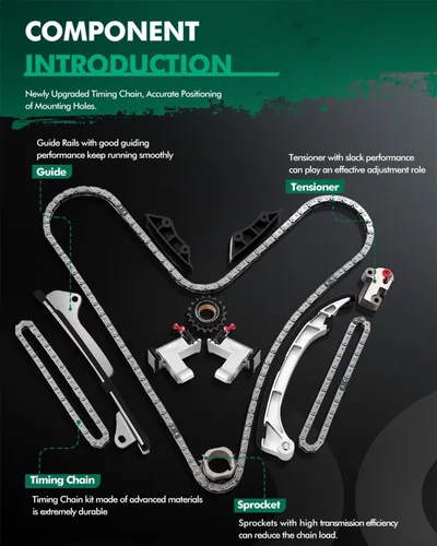 Vista 3 de SCITOO Kit de cadena de distribución del motor - TK2040, 13523-0D010, 13521-0H010, 13506-0H011Fit para Lexus