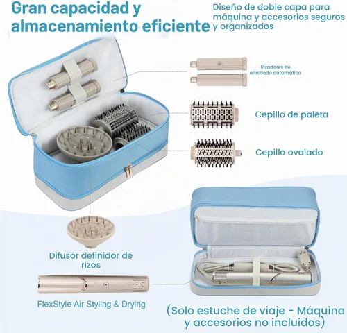 Vista 2 de BAGCRAZY Funda de viaje para Shark FlexStyle y Dyson Airwrap, azul