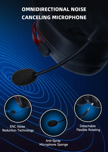 Vista 7 de Gonbouyoku Auriculares inalámbricos para juegos, 2.4 GHz USB Dual Wireless Gaming Auriculares para PS5, PS4, Switch, PC, Mac, Bluetooth 5.3, batería