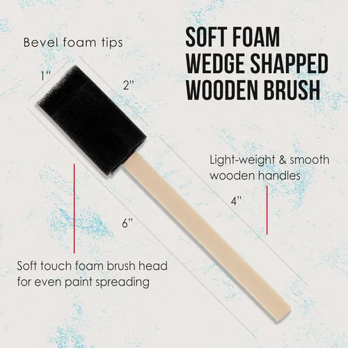 Vista 3 de US Art Supply - Juego de pinceles de pintura de espuma de 1 pulgada con mango de madera (paquete de valor de 25) - Ligeros, duraderos e ideales