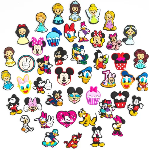 Vista 2 de Paquete de 45 dijes de zapatos de dibujos animados para niñas, adolescentes, niños, mujeres, lindos dijes para zapatos para niños, pines de zapatos