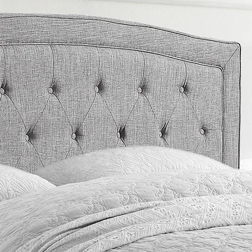 Vista 6 de Rosevera Layla - Marco de cama de panel con cabecera ajustable con botones para dormitorio/tapizado de lino, soporte de listones de madera/fácil Gris
