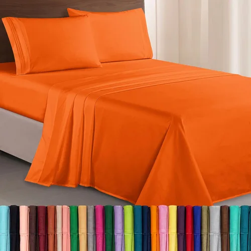 Vista 64 de Elegant Comfort Lujoso juego de sábanas de microfibra de alta calidad 1500 hoteleras bordadas de tres líneas más suaves de 4 piezas, resistente a