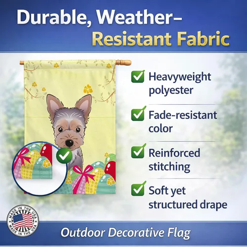 Vista 605 de Caroline's Treasures BB1923GF Bandera decorativa para jardín con diseño de Border Collie, para caza de huevos de Pascua, para jardín, jardín, patio