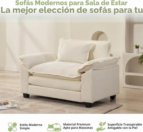 Vista 7 de Oprisen Sofá Seccional Modular, Cómodo Cloud Couch Sofá Seccional, Sofá Cama de Chenilla con Asiento Profundo con Almohadas Decorativas para Sala