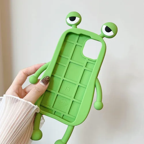 Vista 5 de Yatchen - Funda fea compatible con iPhone 6 Plus/7 Plus/8 Plus, carcasa de teléfono kawaii de dibujos animados en 3D, rana linda de silicona suave
