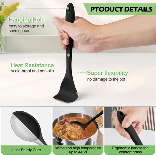 Vista 5 de Homikit - Juego de utensilios de cocina de silicona y estante de enfriamiento, 15 piezas de utensilios de cocina con soporte para utensilios